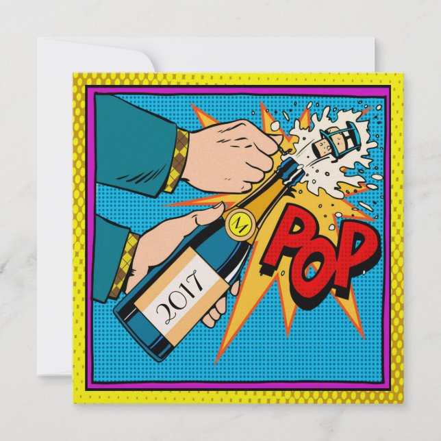 Retro Pop Art Party, New Year, Invitation (Front)