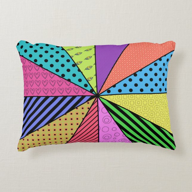 Retro Pop Art Patchwork Decorative Cushion (Front)