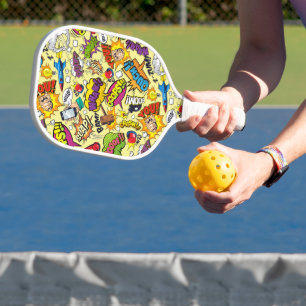 Retro Pop Art Pickleball Paddle