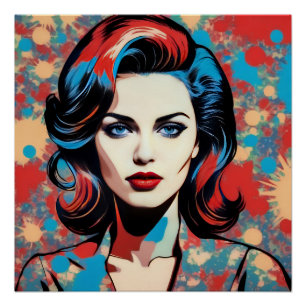 Retro pop art portraits poster