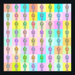 Retro Pop Art Robots v1 Poster<br><div class="desc">A Pop art style multiple robots design each in different combinations of 5 colours in a screen print like style.</div>