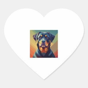 Retro Pop Art Rottweiler � Colorful Dog Portrait Heart Sticker