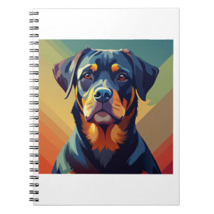 Retro Pop Art Rottweiler – Colourful Dog Portrait Notebook