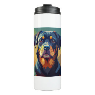 Retro Pop Art Rottweiler � Colourful Dog Portrait Thermal Tumbler