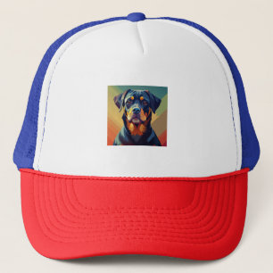 Retro Pop Art Rottweiler – Colourful Dog Portrait Trucker Hat