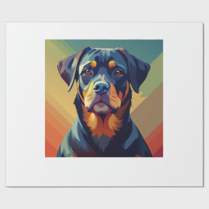Retro Pop Art Rottweiler � Colourful Dog Portrait Wrapping Paper
