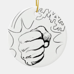 Retro Pop Art Smash Sketch Ceramic Tree Decoration