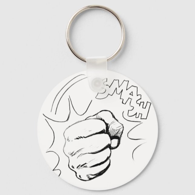 Retro Pop Art Smash Sketch Key Chain (Front)