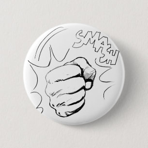Retro Pop Art Smash Sketch Pinback Button