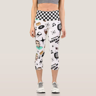 Retro Pop Art Style 1950s Style Graphics Capri Leggings