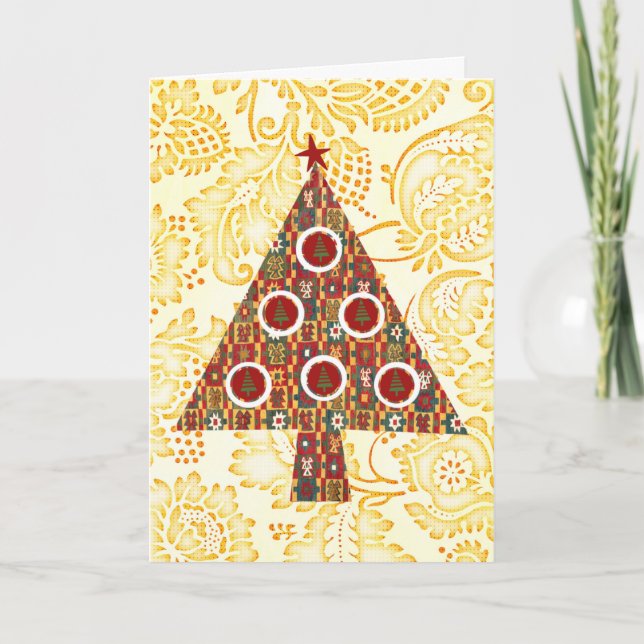 Retro Pop Art Style Christmas Tree Holiday Card (Front)
