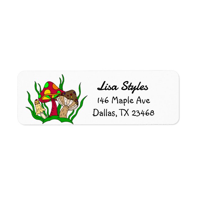 Retro Pop Art style Mushrooms   Return Address Label (Front)