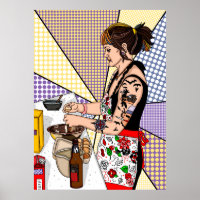 Retro Pop Art Tattooed Lady Baking