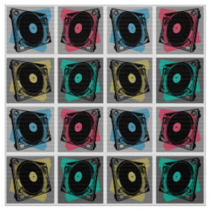 Retro Pop Art Turntables Fabric