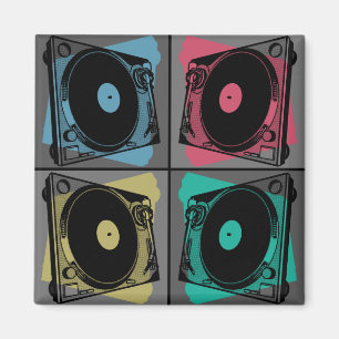 Retro Pop Art Turntables Magnet