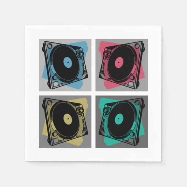 Retro Pop Art Turntables Napkin (Front)