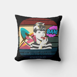 Retro Pop Art Vinyl Record Sound Illustration Cushion