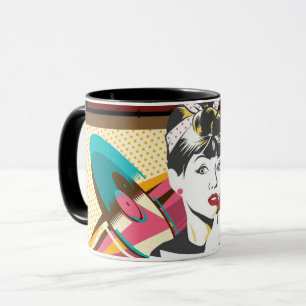 Retro Pop Art Vinyl Record Sound Illustration Mug
