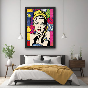 Retro Pop Art Woman Portrait Poster Print