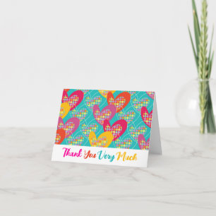 Retro Pop Colourful Hearts & Dots Fun Kids Birthda Thank You Card