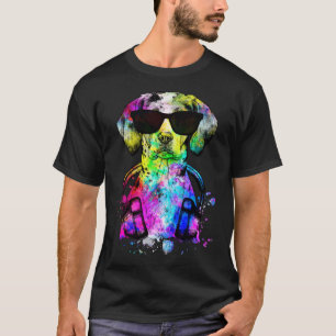 Retro Pop Coonhound Dog Portrait with Headphones T-Shirt