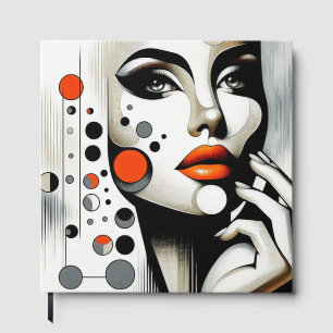 Retro Pop Diva: Geometric Elegance Abstract Art Guest Book