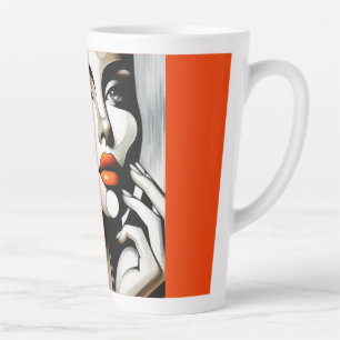 Retro Pop Diva: Geometric Elegance Abstract Art Latte Mug