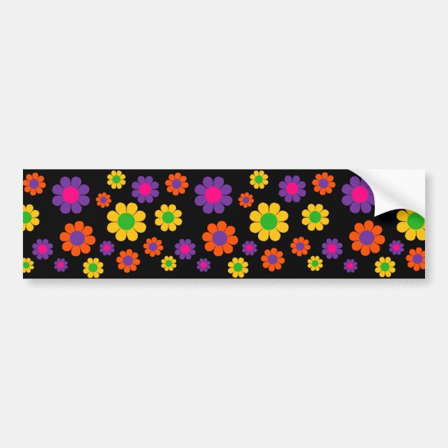 Retro Pop Flower Power Bumper Sticker (Front)