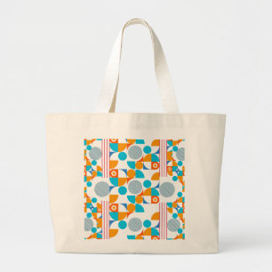 Retro Pop Geometry Large Tote Bag