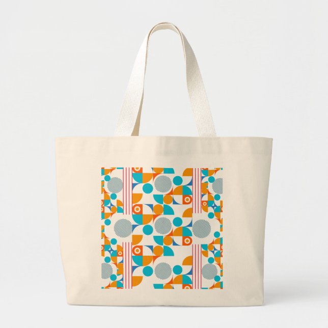 Retro Pop Geometry Large Tote Bag (Front)