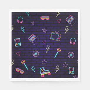 Retro Pop Neon Kids’ Birthday Bash Napkin