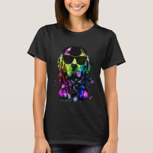 Retro Pop Newfie Dog Portrait with Headphones T-Shirt
