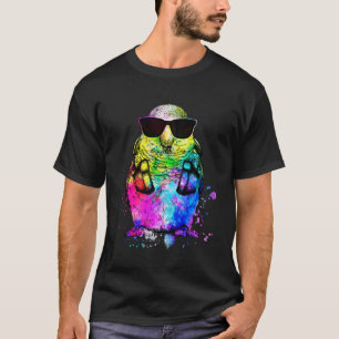 Retro Pop Quaker Parrot Bird Portrait with Headpho T-Shirt