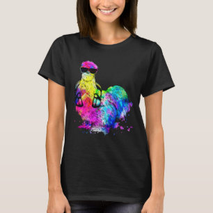 Retro Pop Silkie Chicken Farm Animal with Headphon T-Shirt