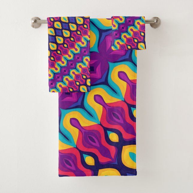 Retro Pop Teardrops Bold Bath Towel Set (Insitu)