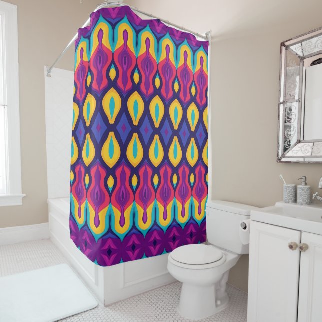 Retro Pop Teardrops Bold Shower Curtain (In Situ)