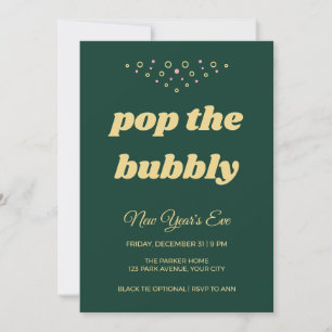 Retro Pop the Bubbly New Years Eve Invitation
