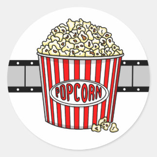 Retro Popcorn and Movie Filmstrip Classic Round Sticker