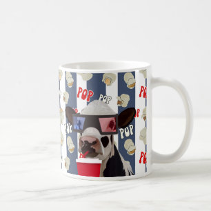 Retro Popcorn Pattern Cow Coffee Mug