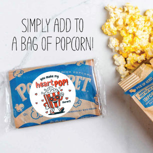 Retro Popcorn Valentine Sticker