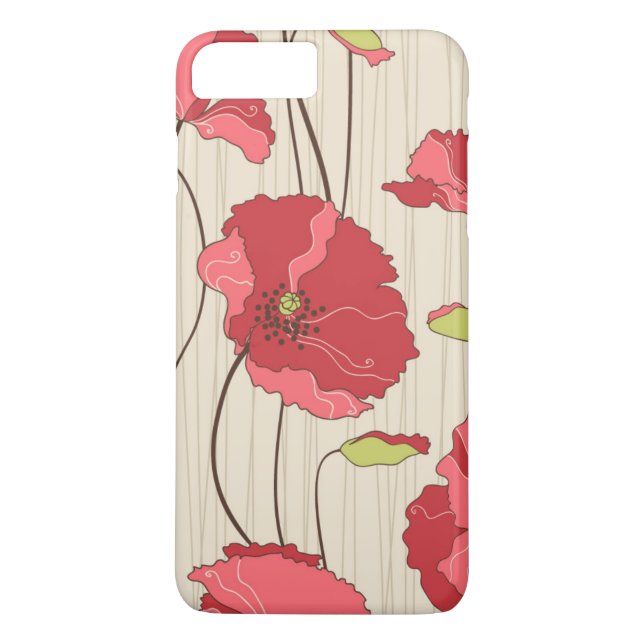 Retro Poppies Pattern Case-Mate iPhone Case (Back)