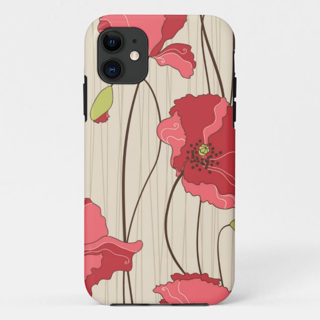 Retro Poppies Pattern Case-Mate iPhone Case (Back)