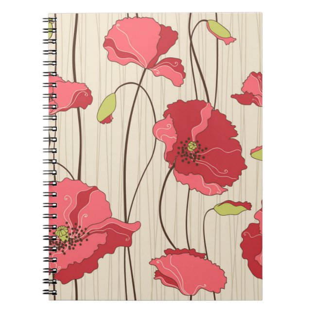 Retro Poppies Pattern Notebook (Front)