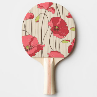 Retro Poppies Pattern Ping Pong Paddle