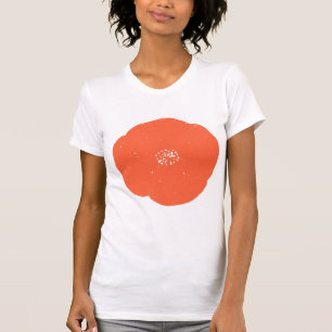 Retro Poppy Floral Art in Vintage Orange and White T-Shirt