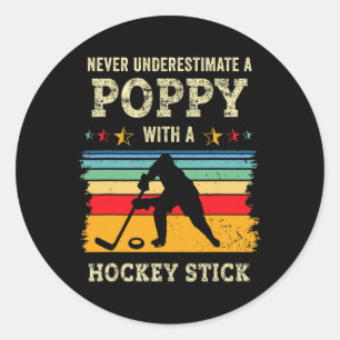 Retro Poppy Hockey Gift Ice Hockey Player Goalie G Classic Round Sticker