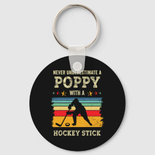 Retro Poppy Hockey Gift Ice Hockey Player Goalie G Key Ring