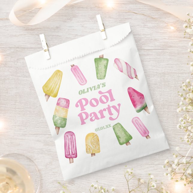 Retro Popsicle Birthday Pool Party Favour Bag (Clipped)