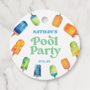 Retro Popsicle Birthday Pool Party Favour Tags