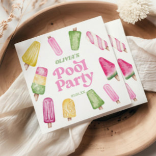 Retro Popsicle Birthday Pool Party Napkin